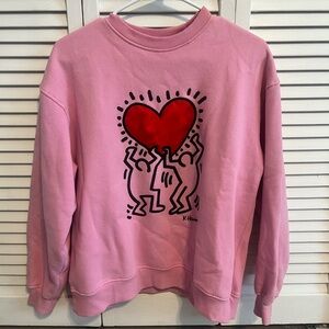 Pink Sweatshirt with Keith Haring design